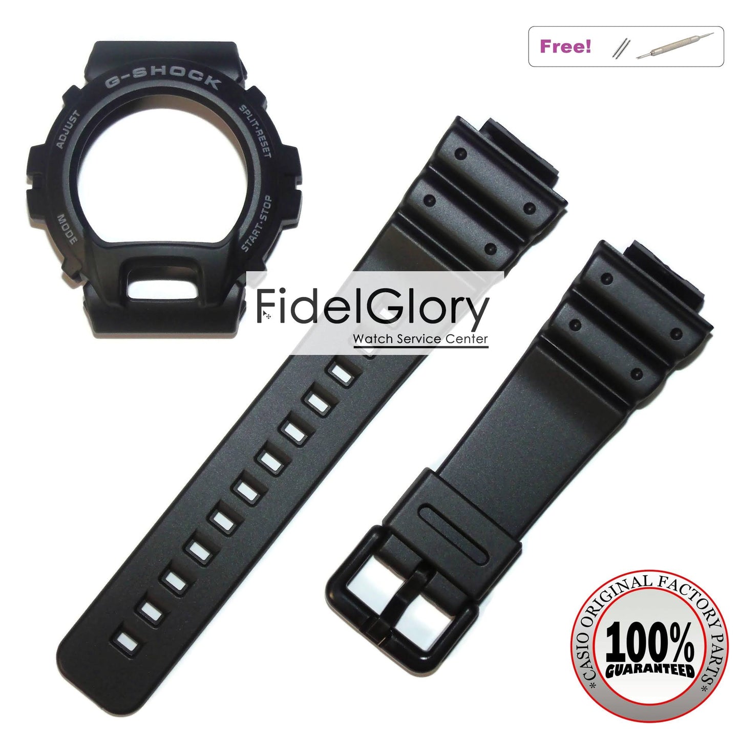 Original G-shock DW-6900 Bezel and Strap Black Matte with Grey Font